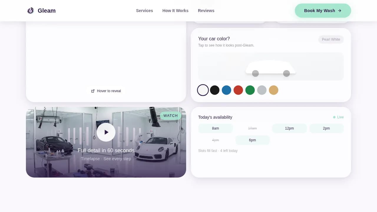 Gleam — Elite Mobile Detailing Landing Page Template