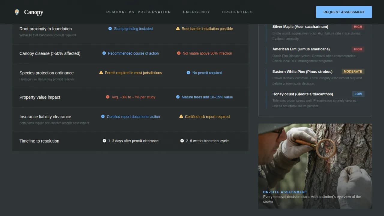 Canopy — Risk Arborist Landing Page Template