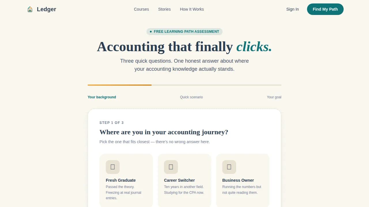 Ledger — Guided Accounting Education Landing Page Template