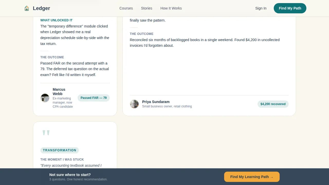 Ledger — Guided Accounting Education Landing Page Template