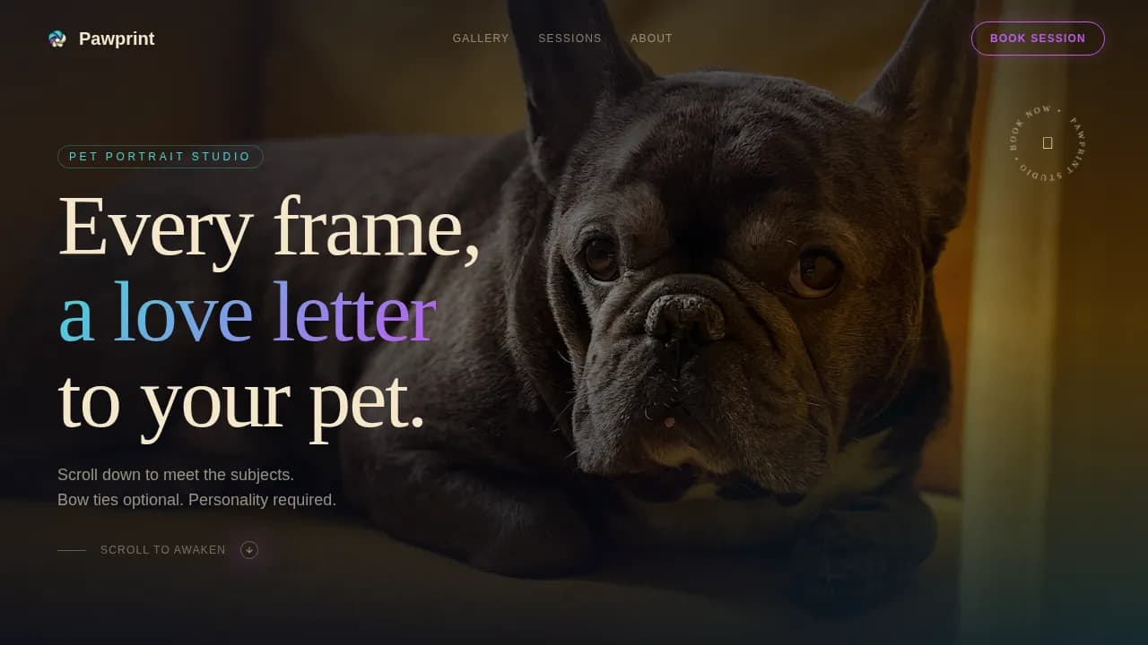 Capture — Authentic Pet Photography Landing Page Template