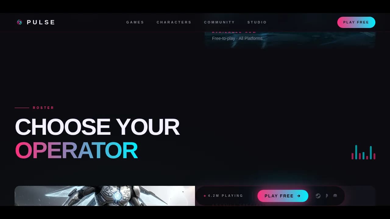 Pulse - Festival Energy AAA Game Studio Landing Page Template