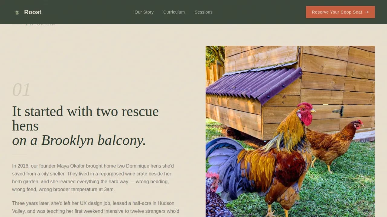Hatch — Heritage Poultry Training Landing Page Template