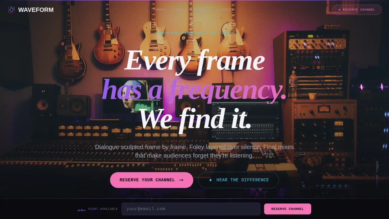 Resonate — Premium Audio Production Landing Page Template