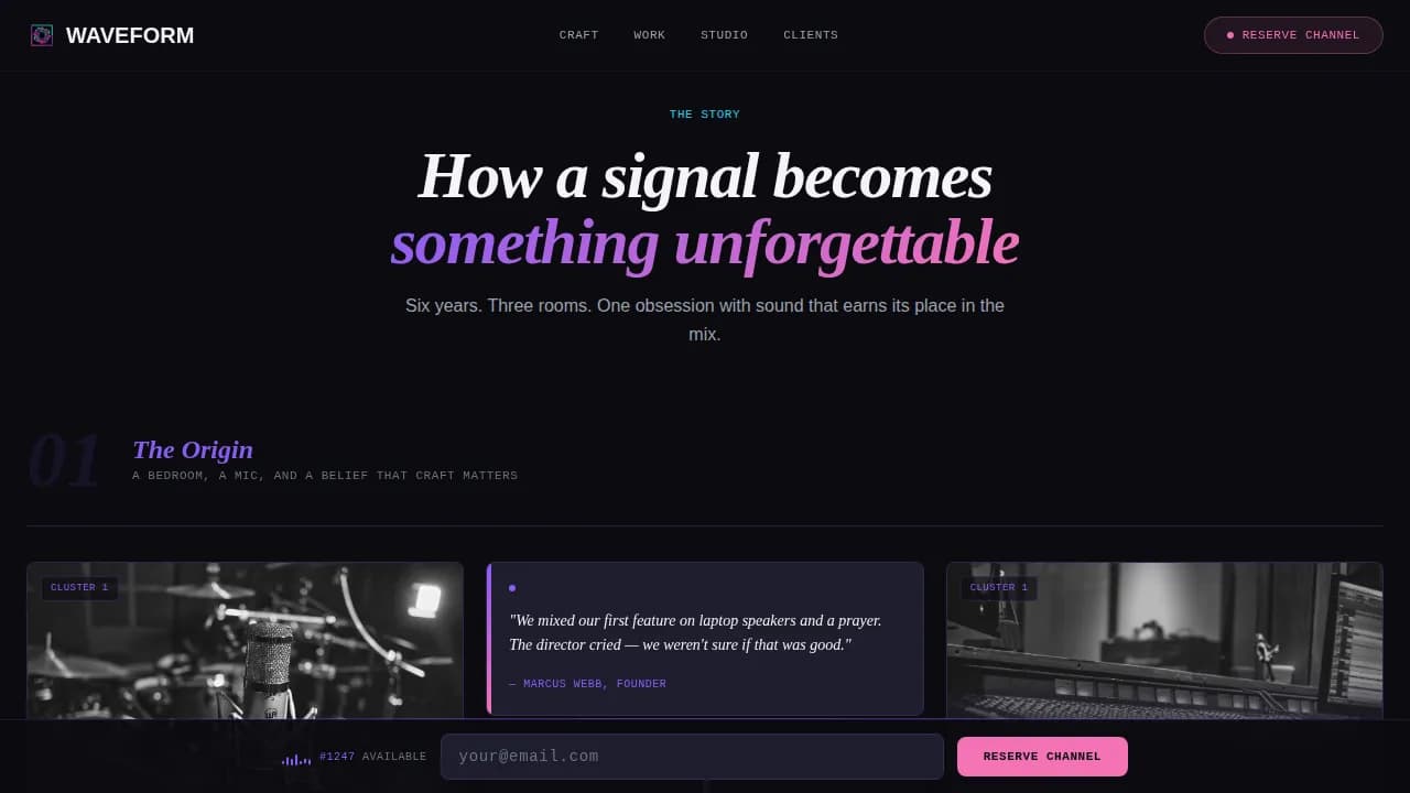 Resonate — Premium Audio Production Landing Page Template