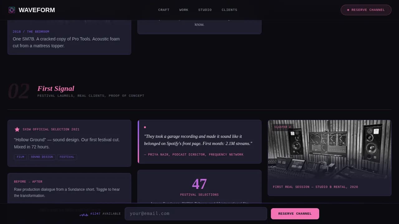 Resonate — Premium Audio Production Landing Page Template