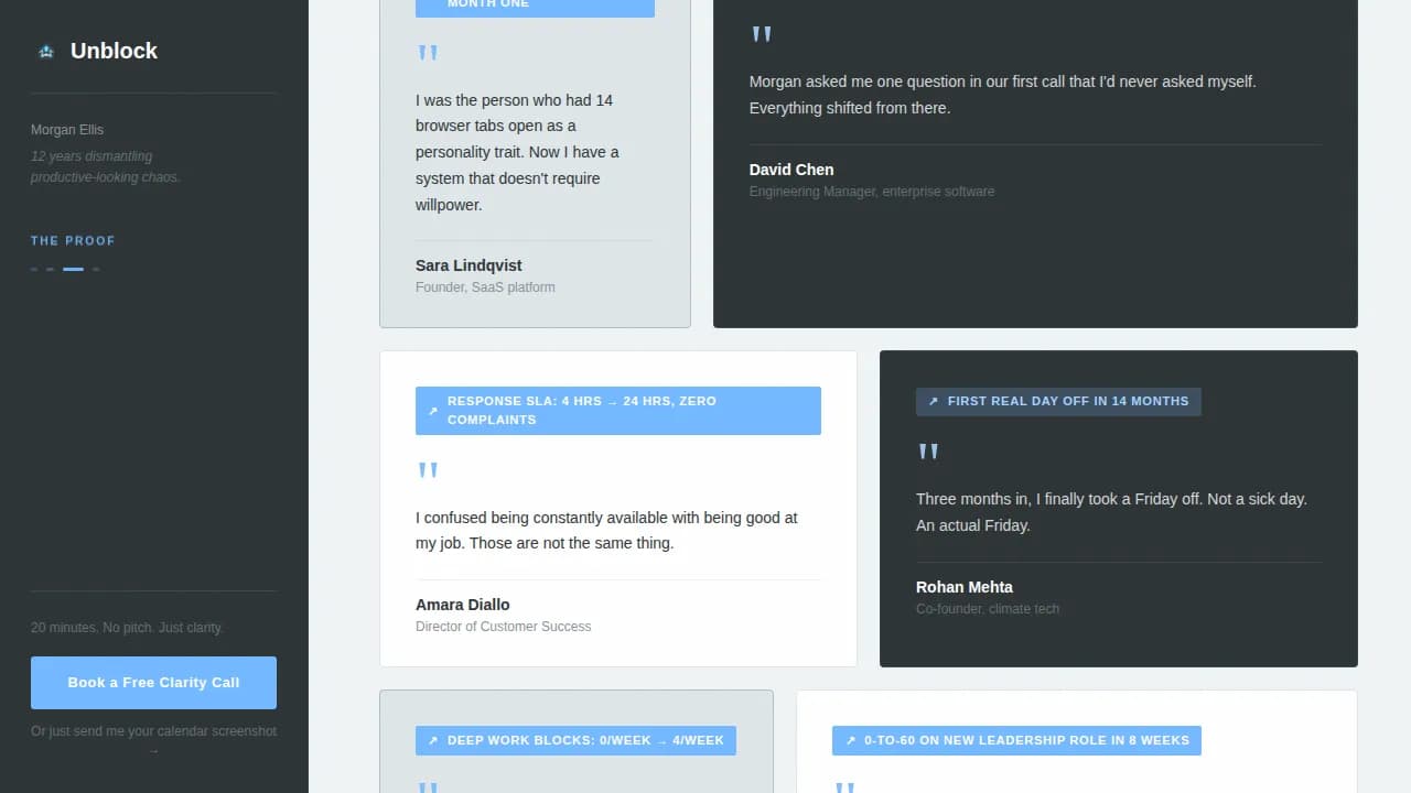 Elevate — Focused Productivity Coaching Landing Page Template