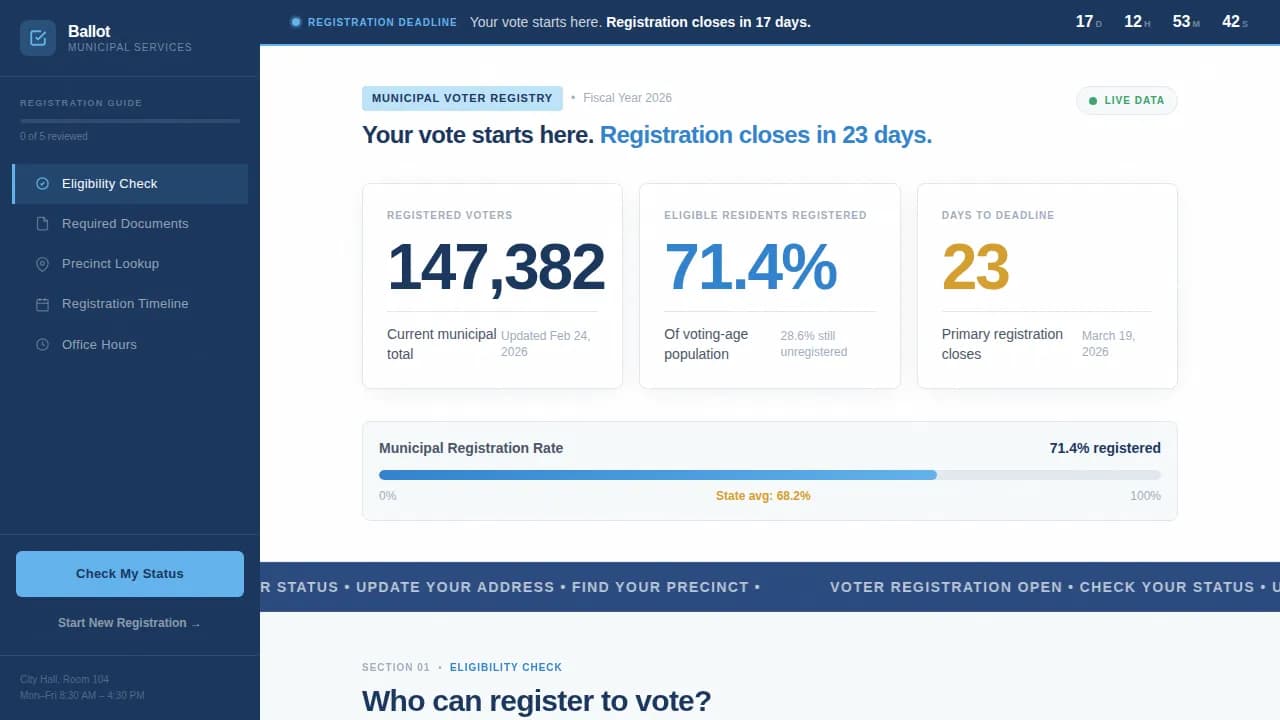 Voter Registration Government Professional Website Template