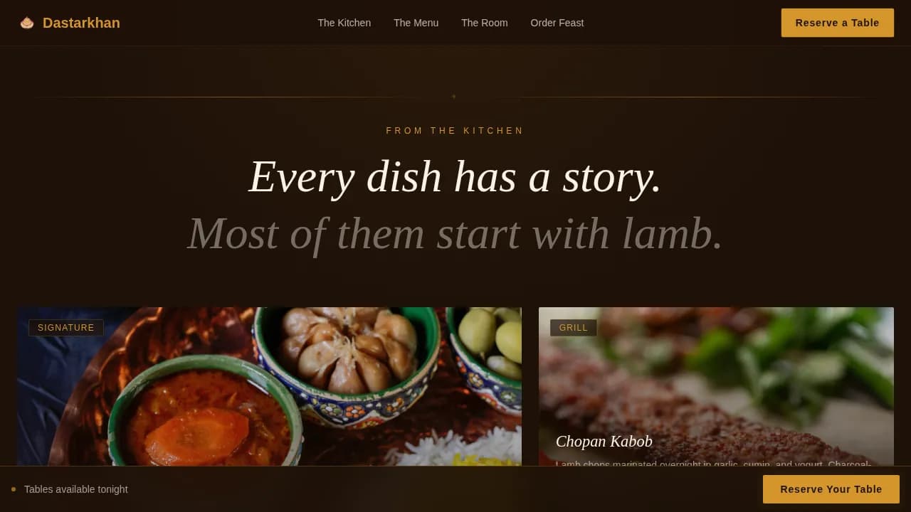 Regional & Ethnic Restaurant Professional Website Template