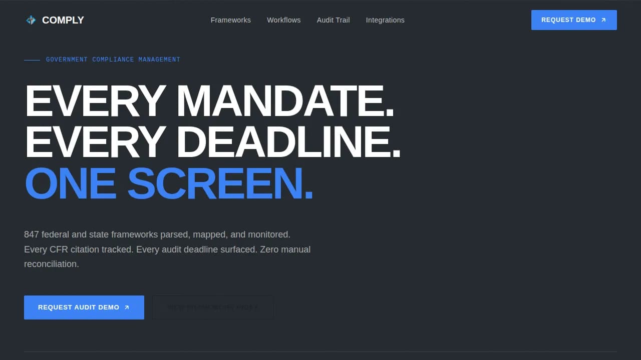Mandate — Bold Regulatory Governance Landing Page Template