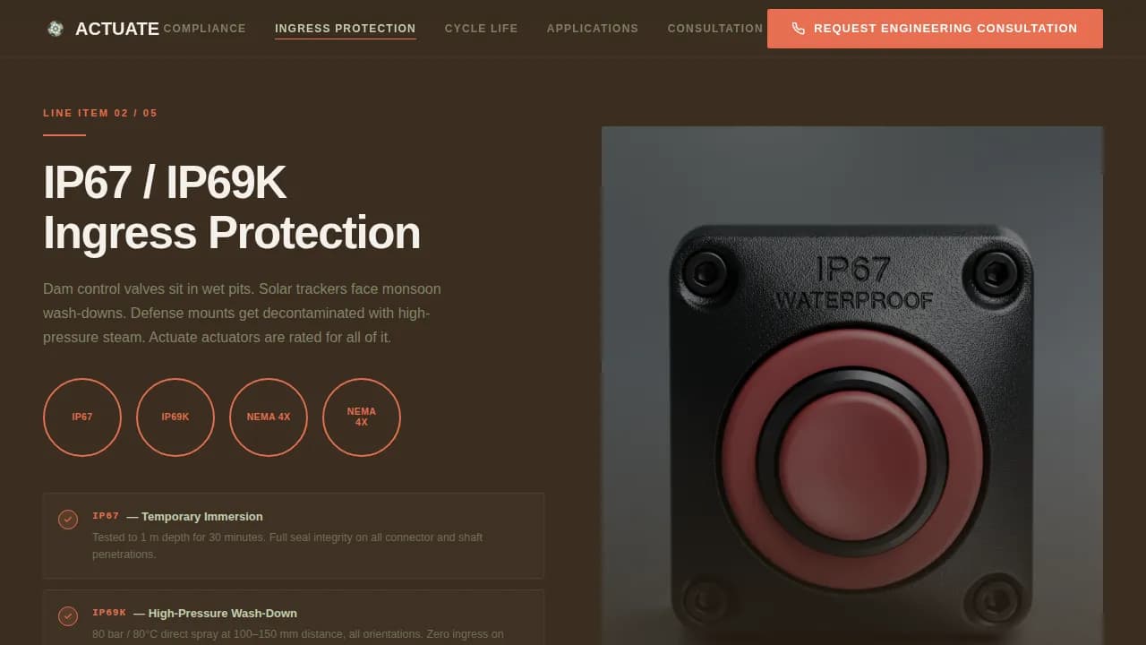 Engineer — Precision Industrial Actuator Landing Page Template