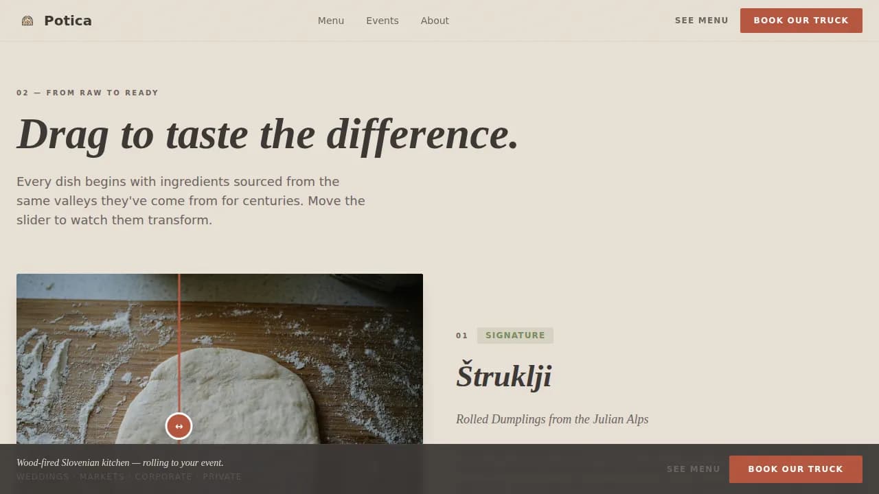 Taste — Handcrafted Slovenian Street Food Landing Page Template