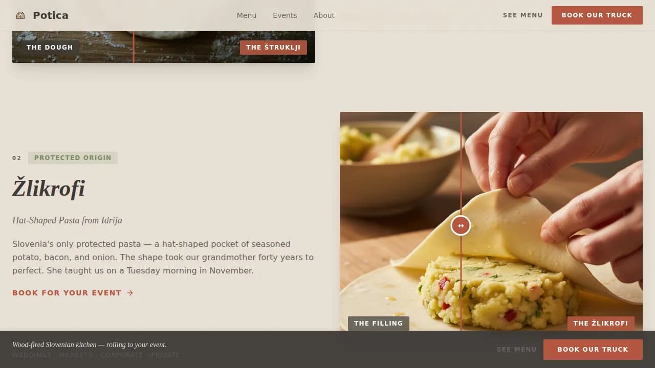 Taste — Handcrafted Slovenian Street Food Landing Page Template