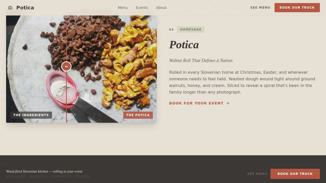 Taste — Handcrafted Slovenian Street Food Landing Page Template