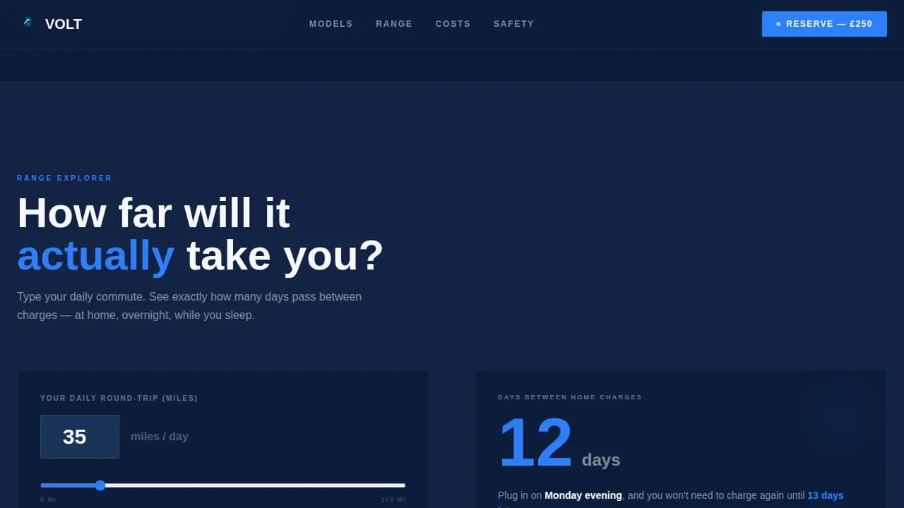 Volt - Electric Vehicle Dealer Landing Page Template