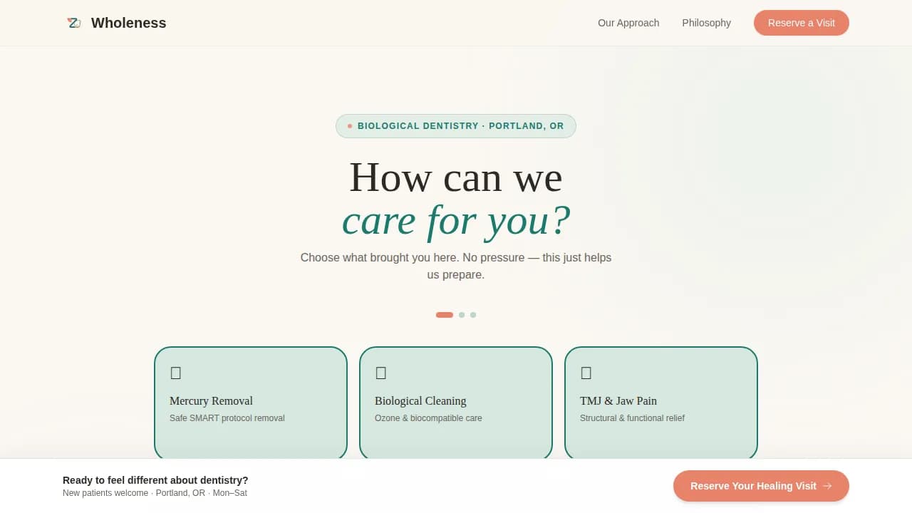 Restore — Holistic Dental Care Landing Page Template