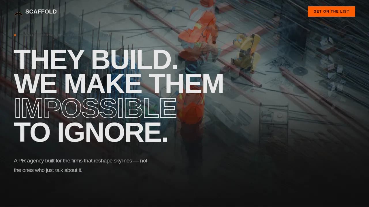 Scaffold - Bold Brutalist Construction PR Agency Landing Page Template