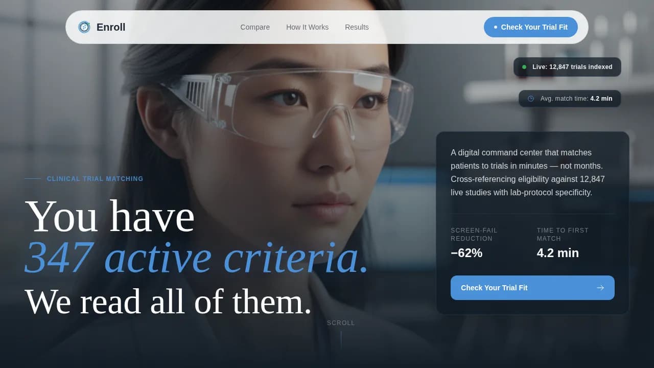 Match — Precision Trial Discovery Landing Page Template