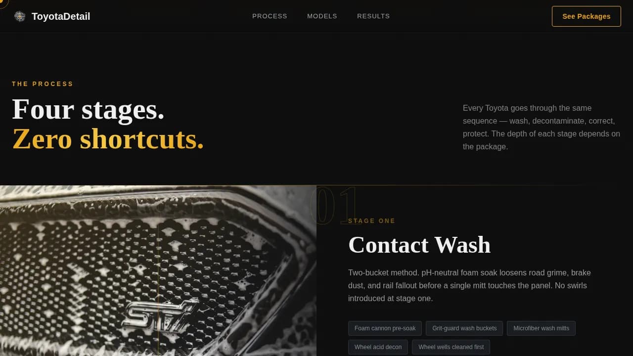 Toyota - Precision Ceramic Detailing Landing Page Template