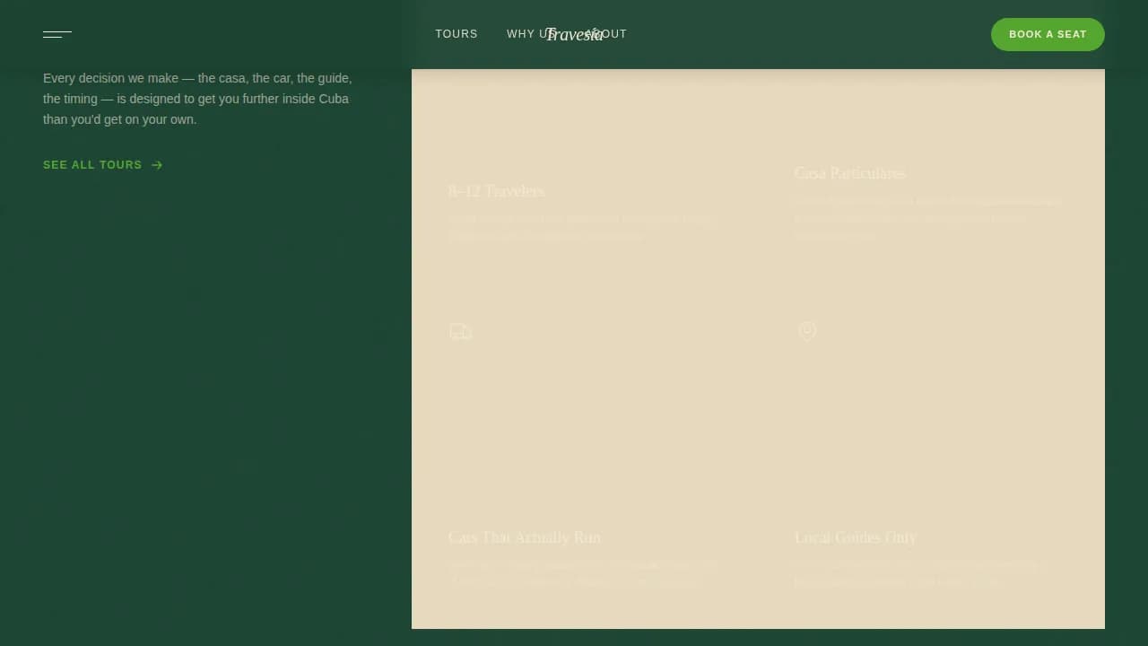 Journey — Small-Batch Cuba Tour Landing Page Template