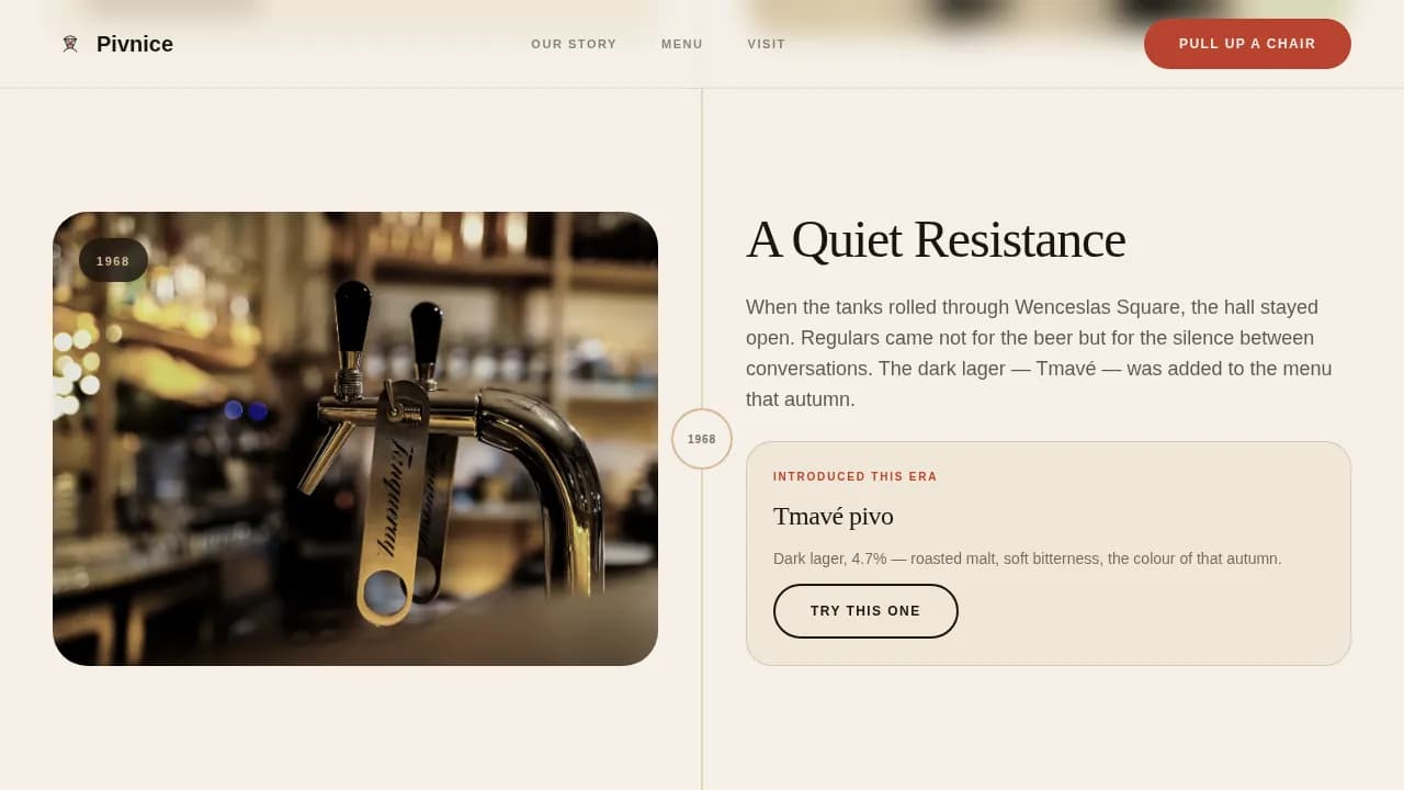 Pivnice — Authentic Czech Beer Hall Landing Page Template
