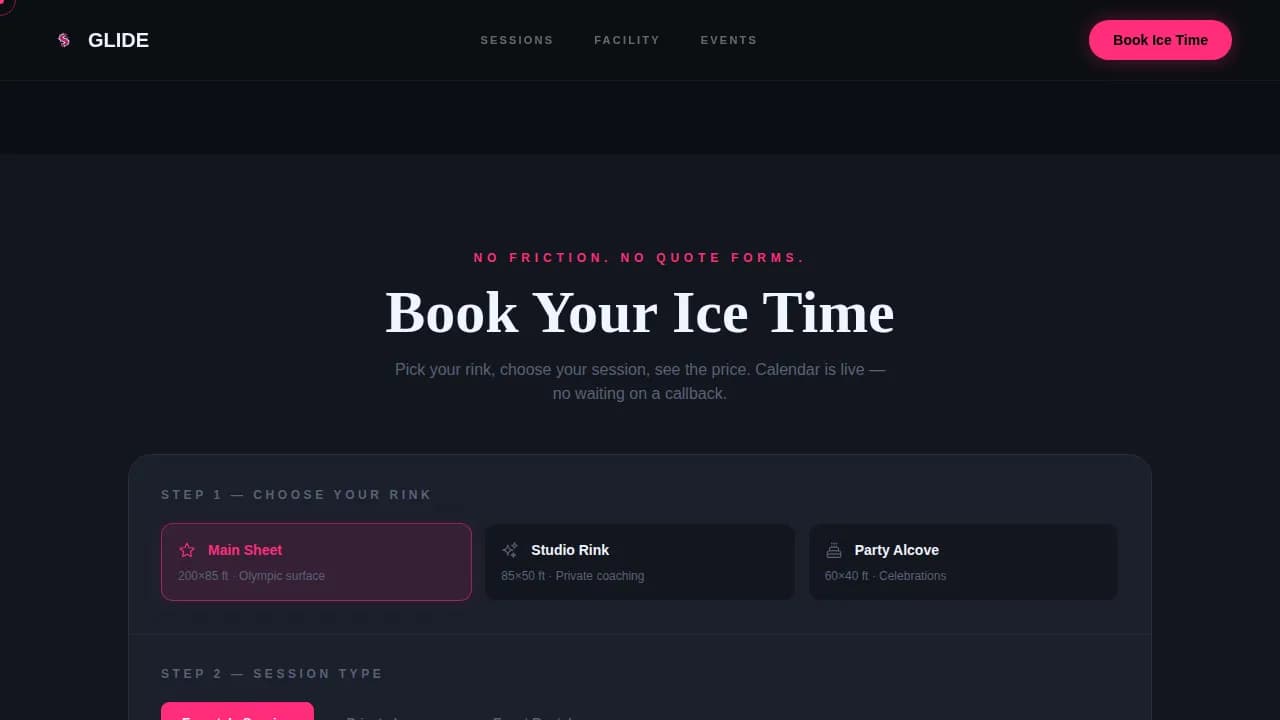 Figure Skating Booking Website Template