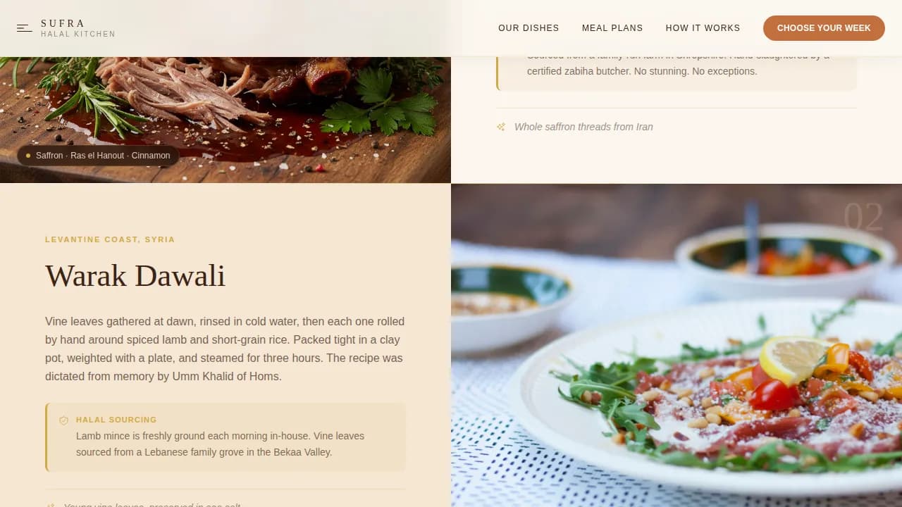 Table — Authentic Halal Delivery Landing Page Template