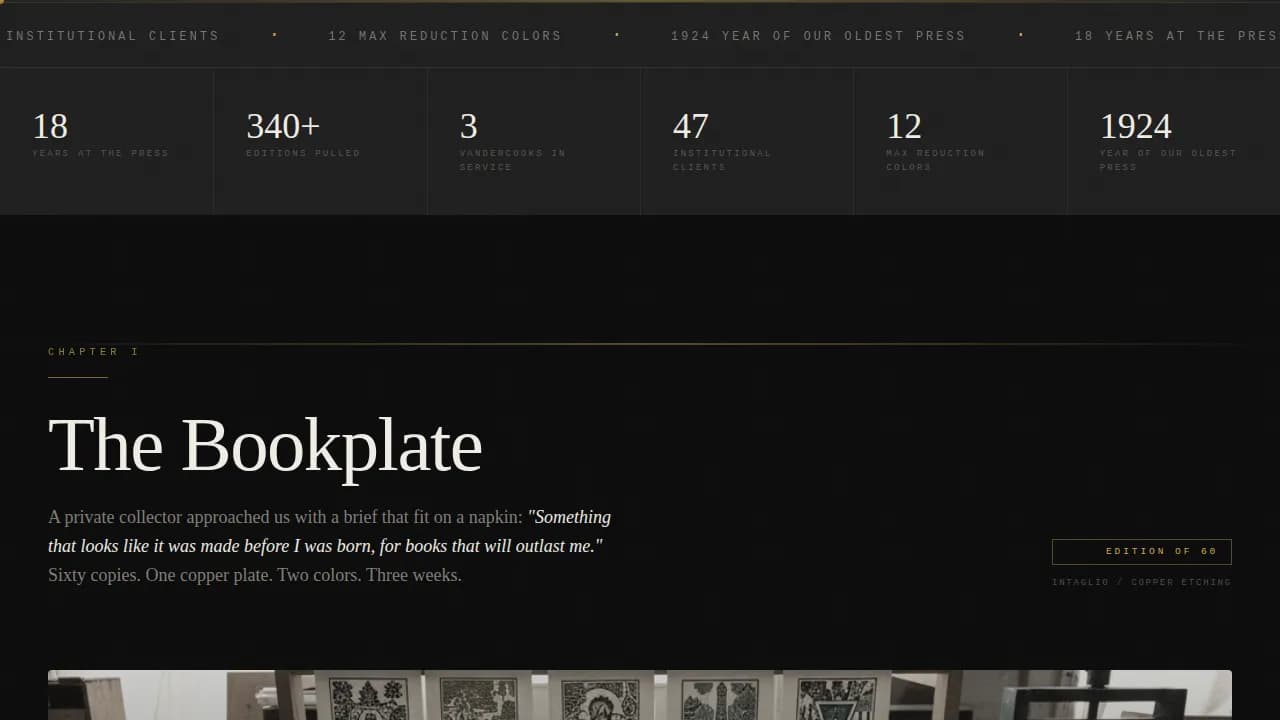 Imprint — Expert Printmaker Portfolio Landing Page Template