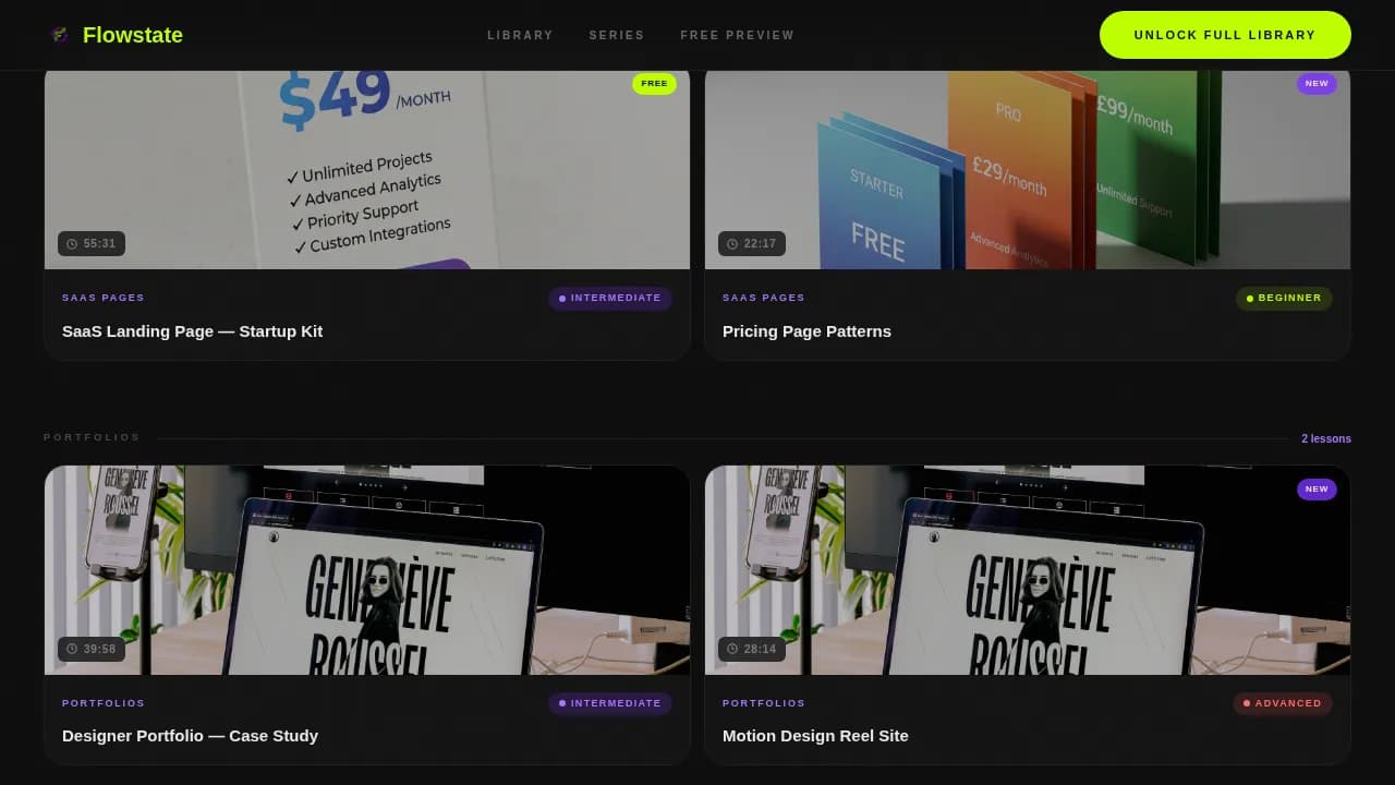 Flux — Interactive Webflow Course Landing Page Template