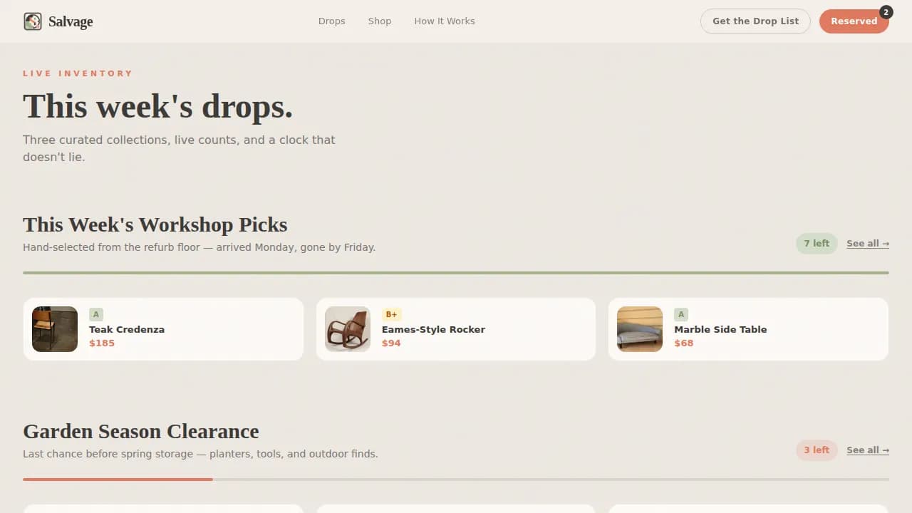 Renew — Trendy Vintage Goods Marketplace Landing Page Template