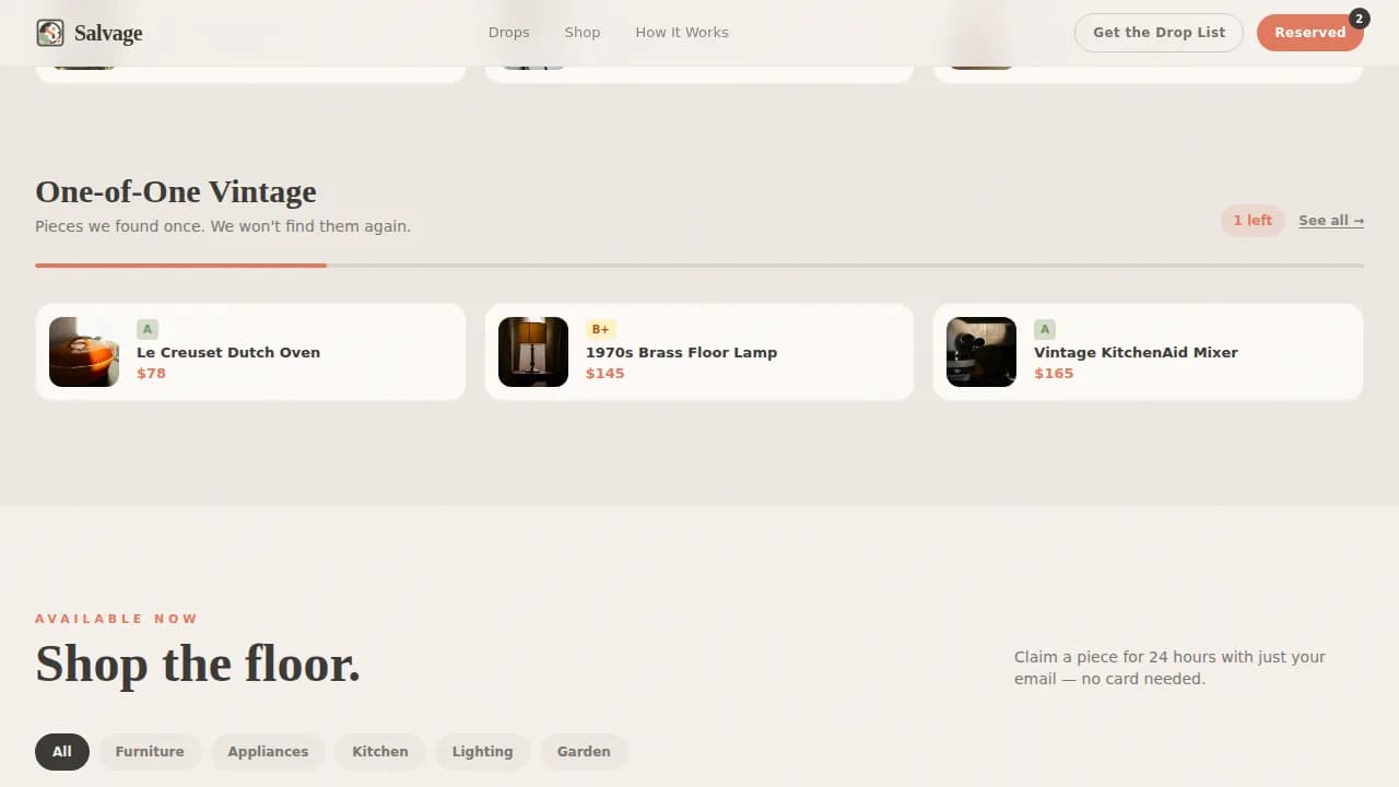 Renew — Trendy Vintage Goods Marketplace Landing Page Template