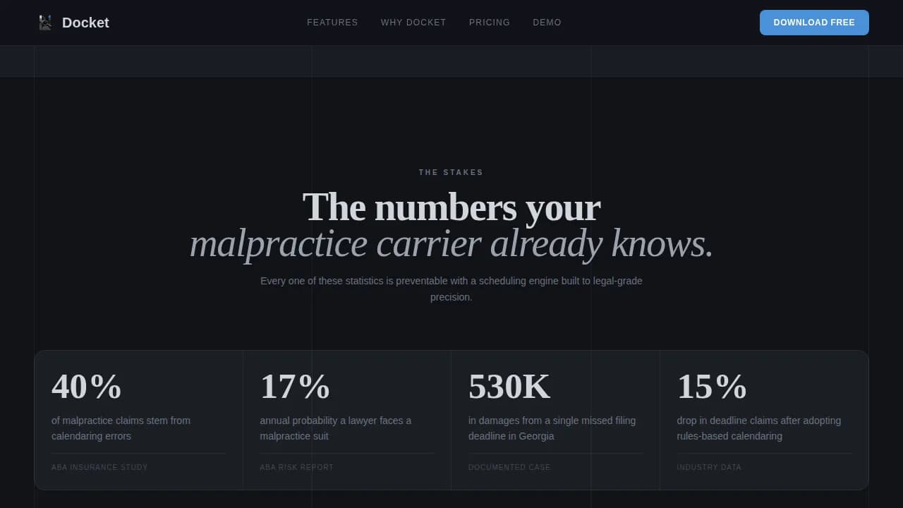 Brief — Dynamic Legal Calendar Landing Page Template
