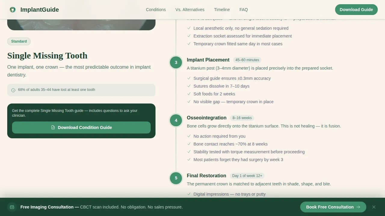 Implant Dentist Booking Website Template