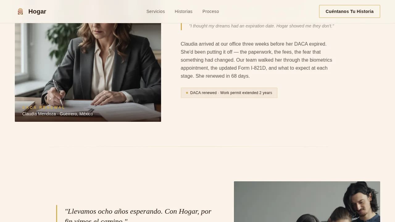 Hogar — Community-Driven Immigrant Advocacy Landing Page Template