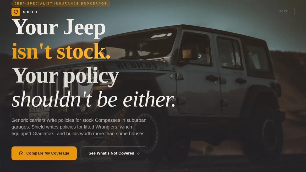 Shield — Vehicle Model Insurance Quotes Landing Page Template