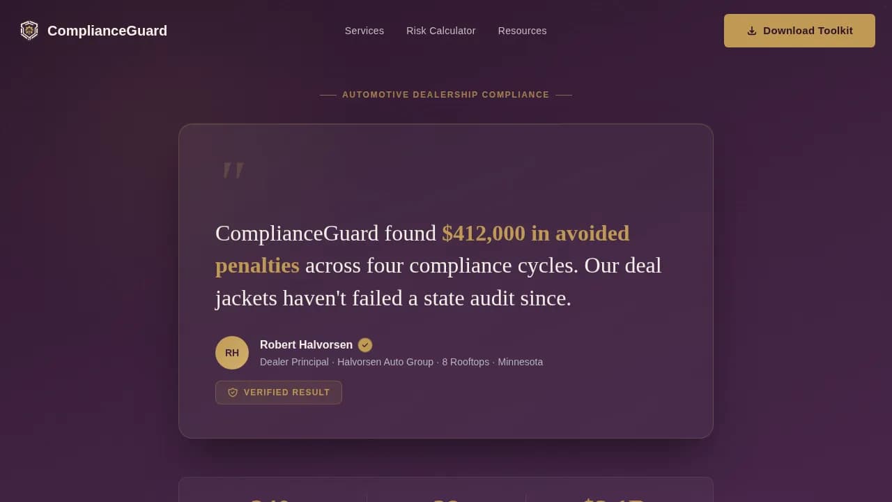 Compliance — Smart Fleet Risk Management Landing Page Template