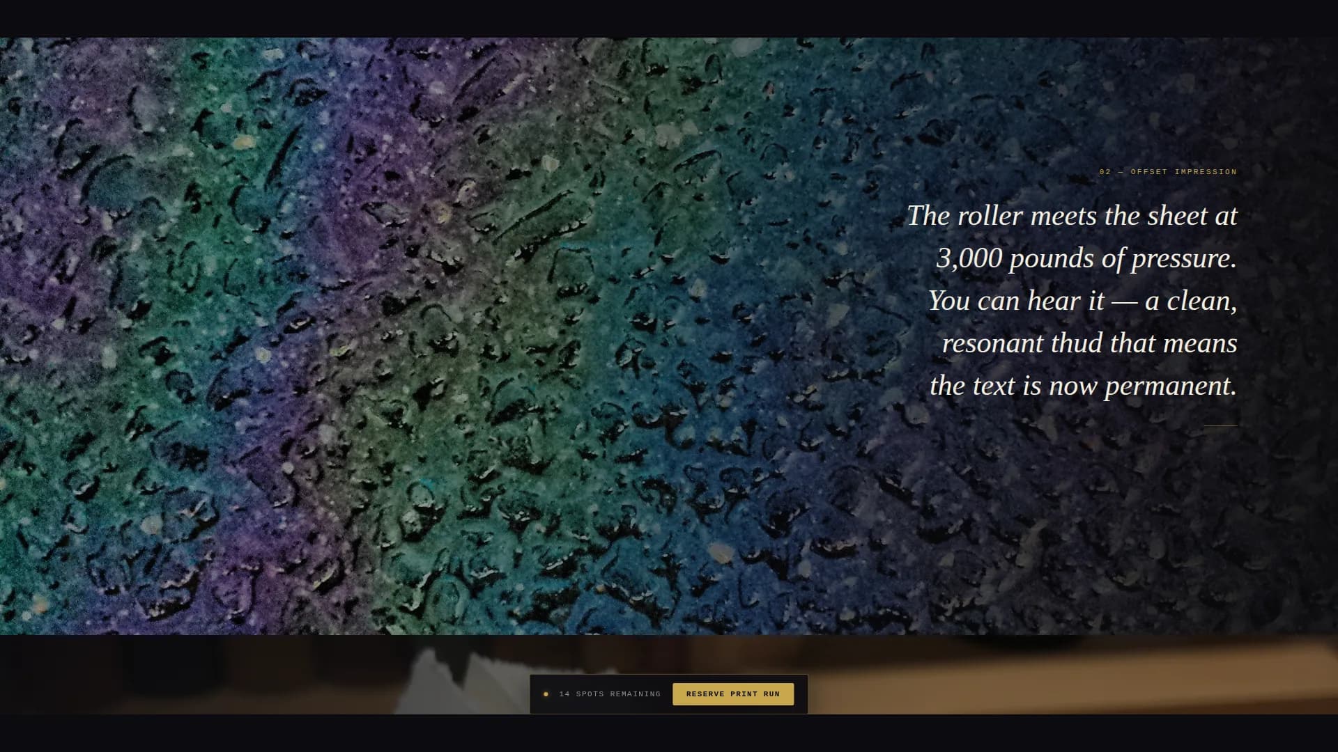 Press - Cinematic Book Manufacturing Landing Page Template