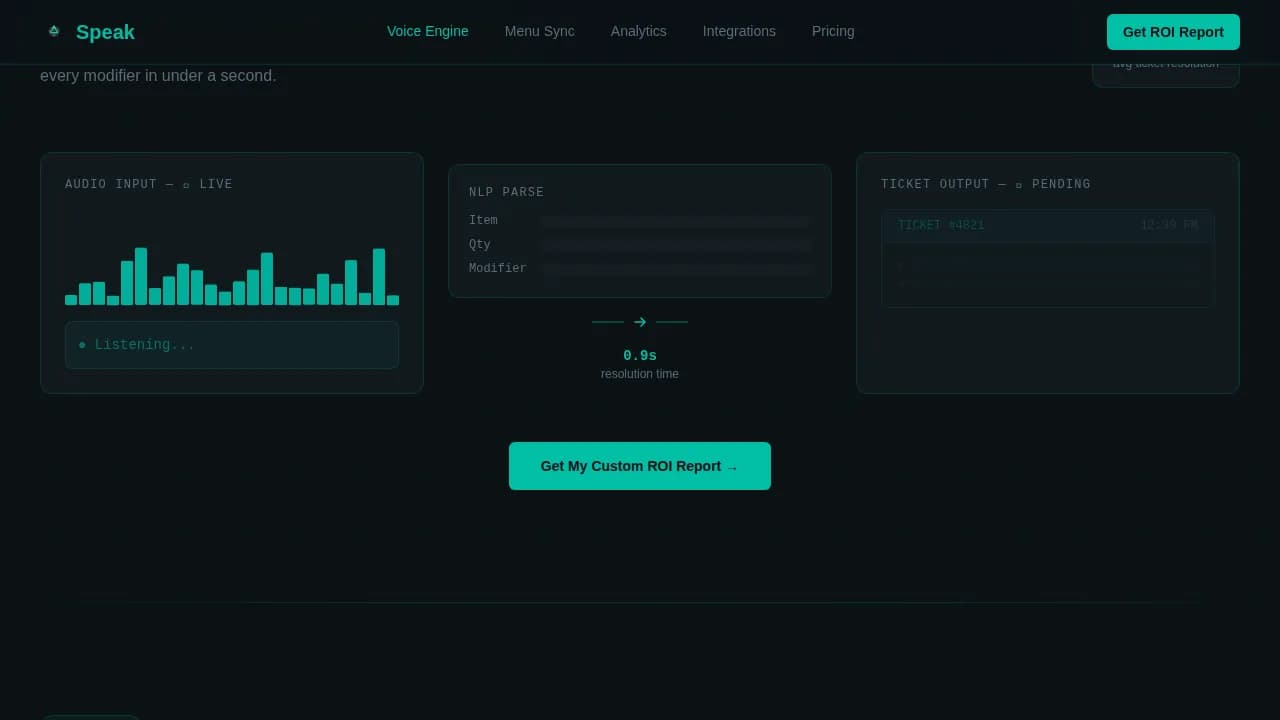 Speak - Voice-Activated POS ROI Calculator Landing Page Template