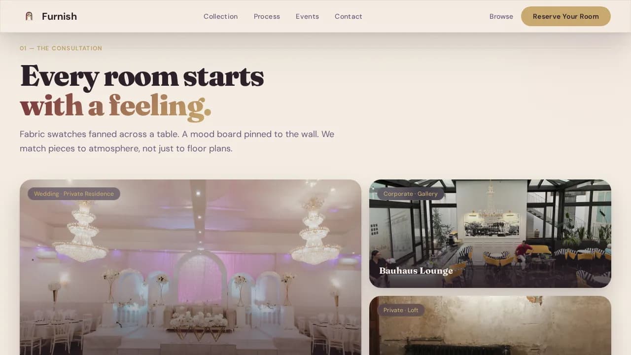 Furnish — Premium Event Staging Rental Landing Page Template