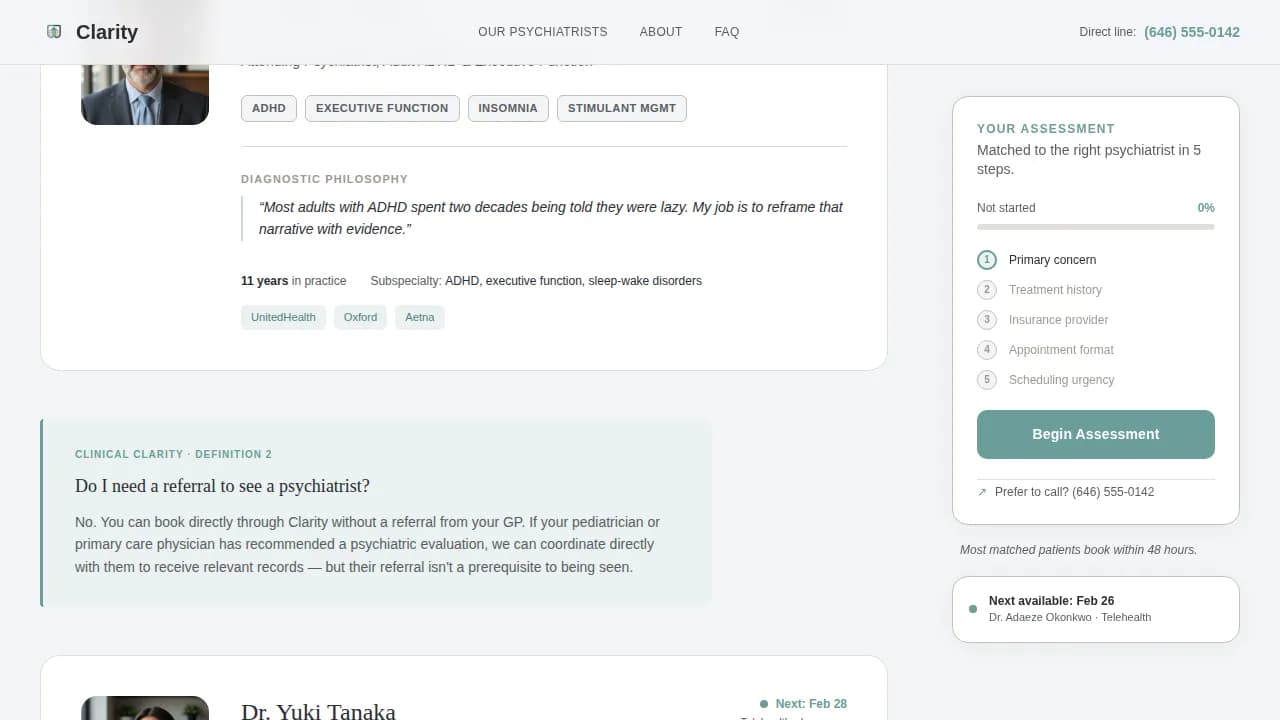Mindcare — Expert Psychiatrist Booking Landing Page Template
