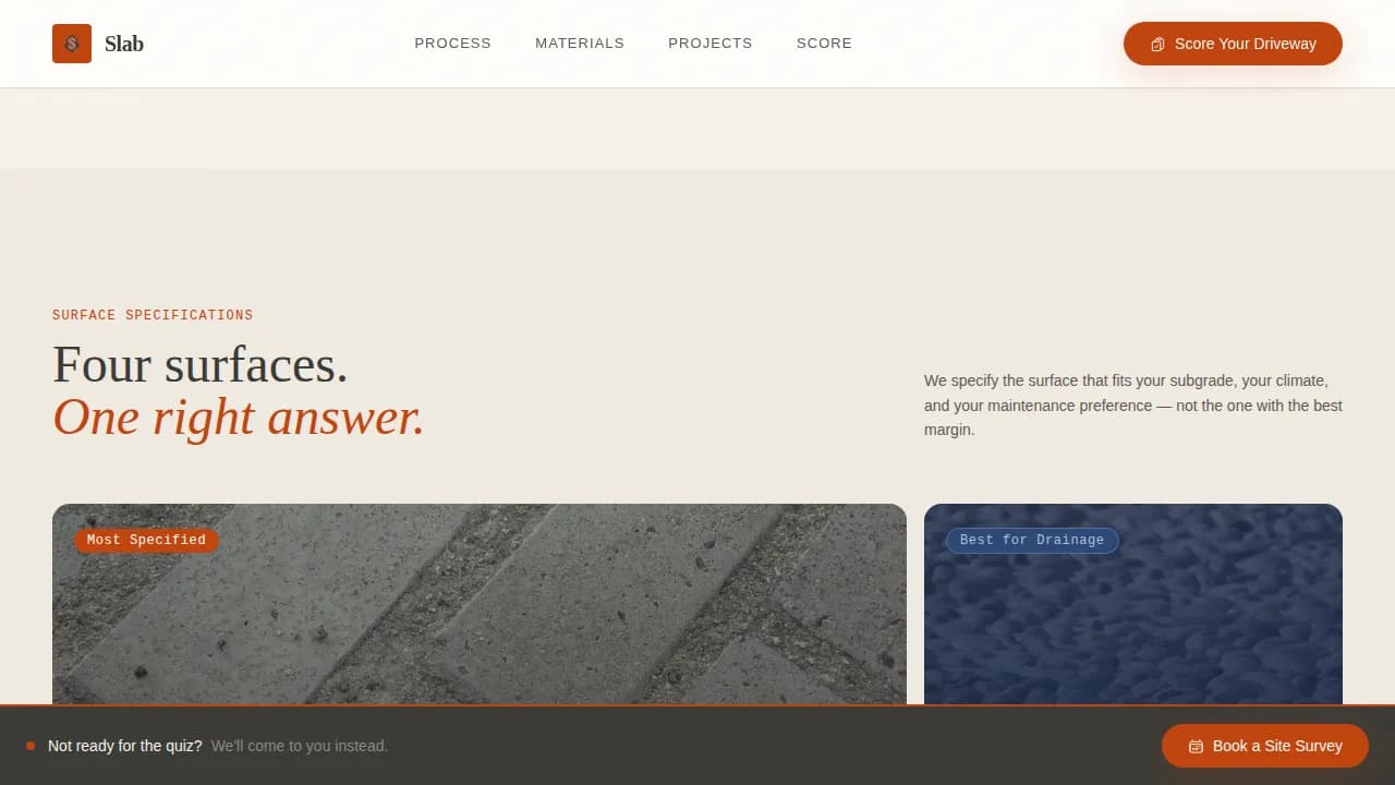 Slab - Precision Driveway Redesign Landing Page Template