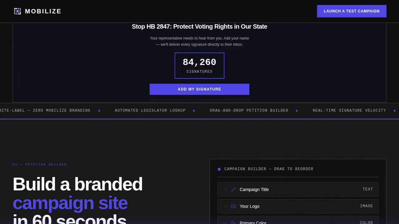 Amplify — Bold Advocacy Platform Landing Page Template