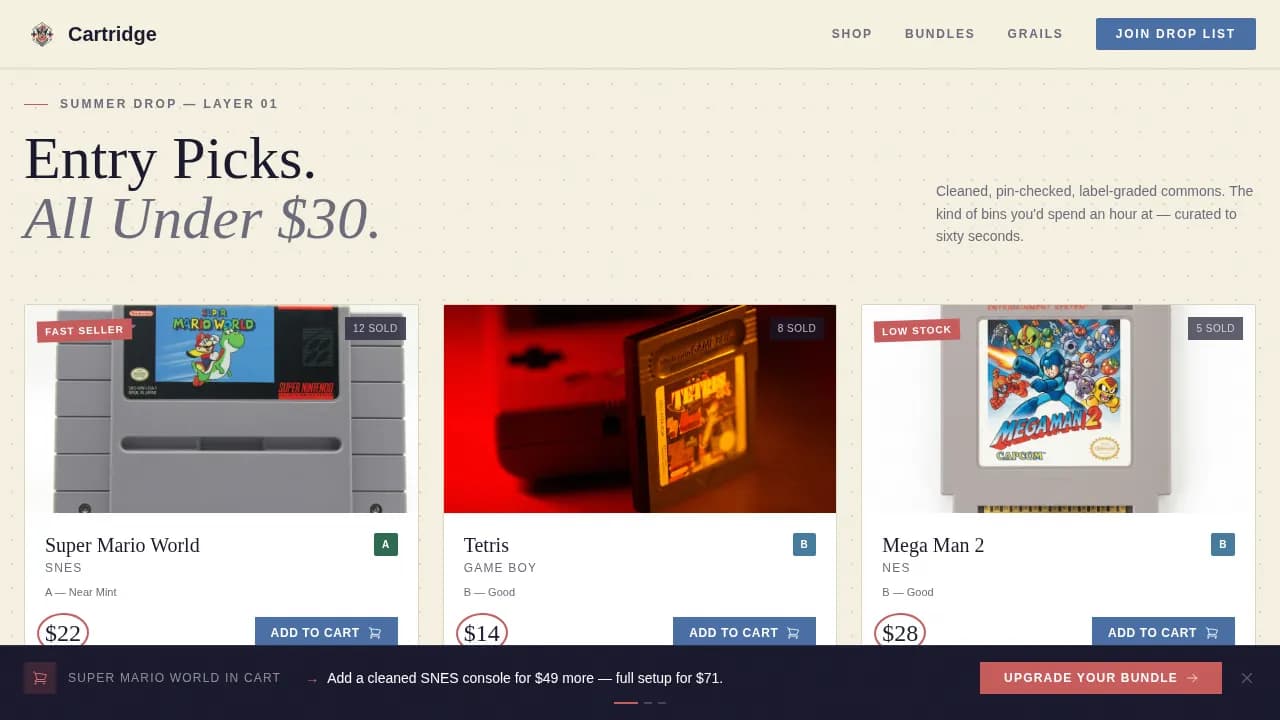 Vintage — Coveted Retro Gaming Marketplace Landing Page Template
