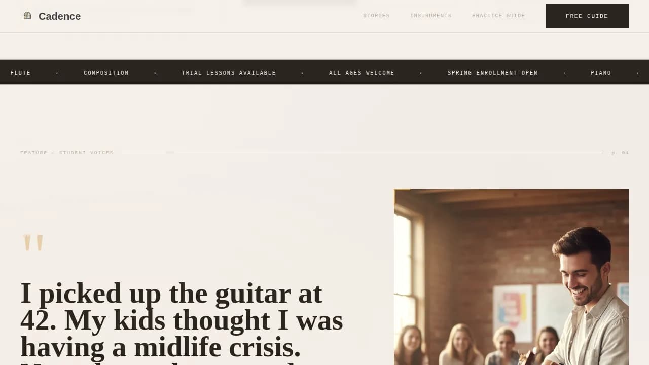 Music School Marketing Booking Website Template