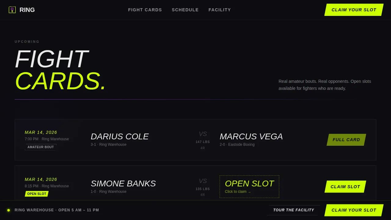 Boxing Booking Website Template