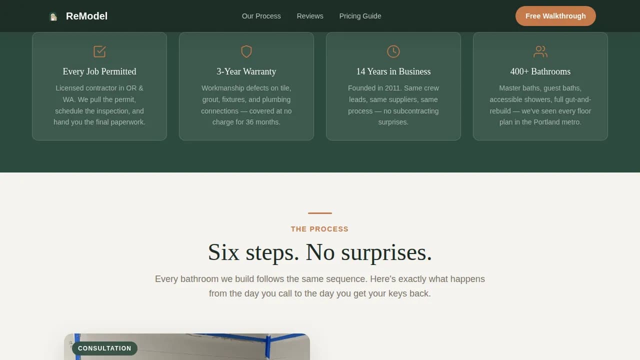 Bathroom Renovation Booking Website Template