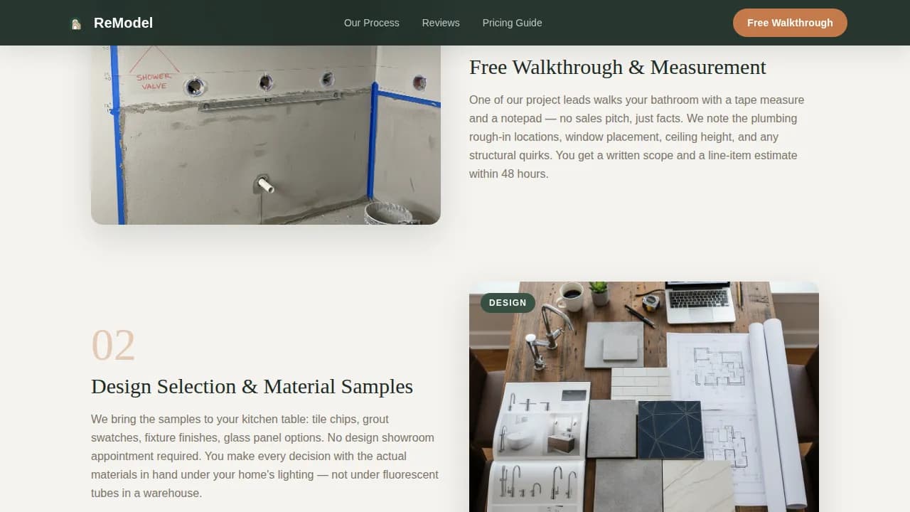 Bathroom Renovation Booking Website Template