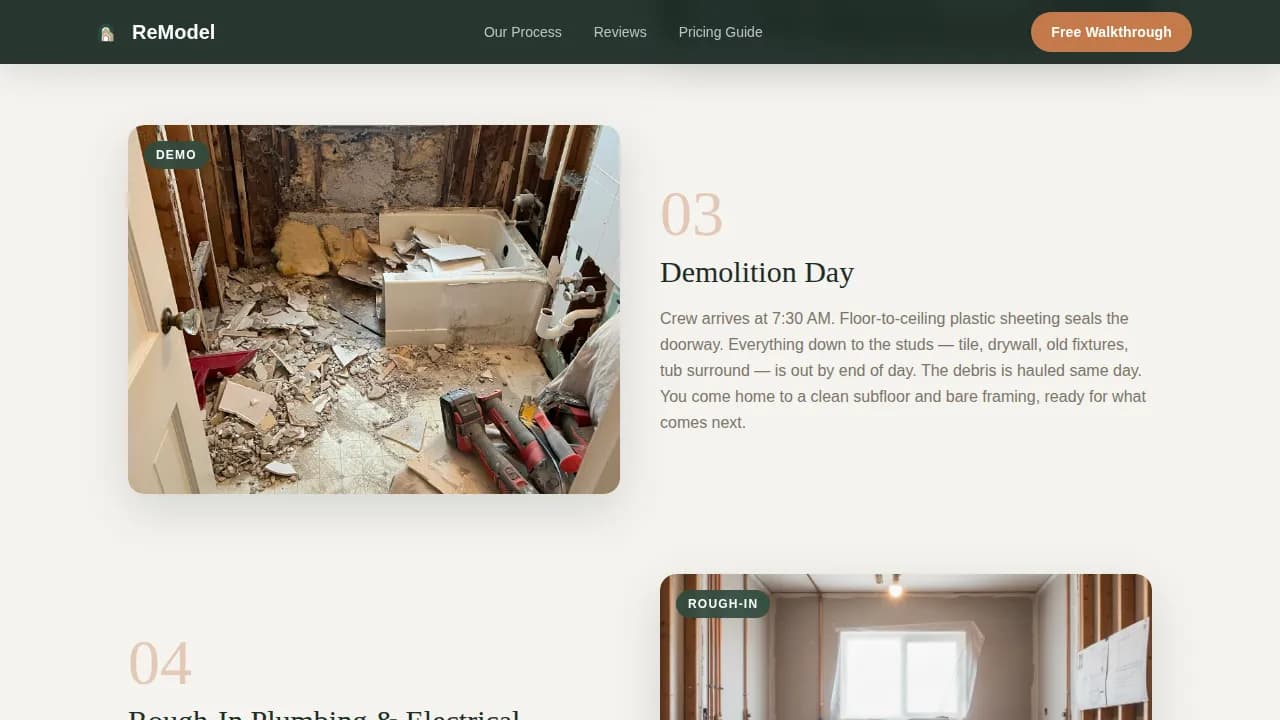 Bathroom Renovation Booking Website Template