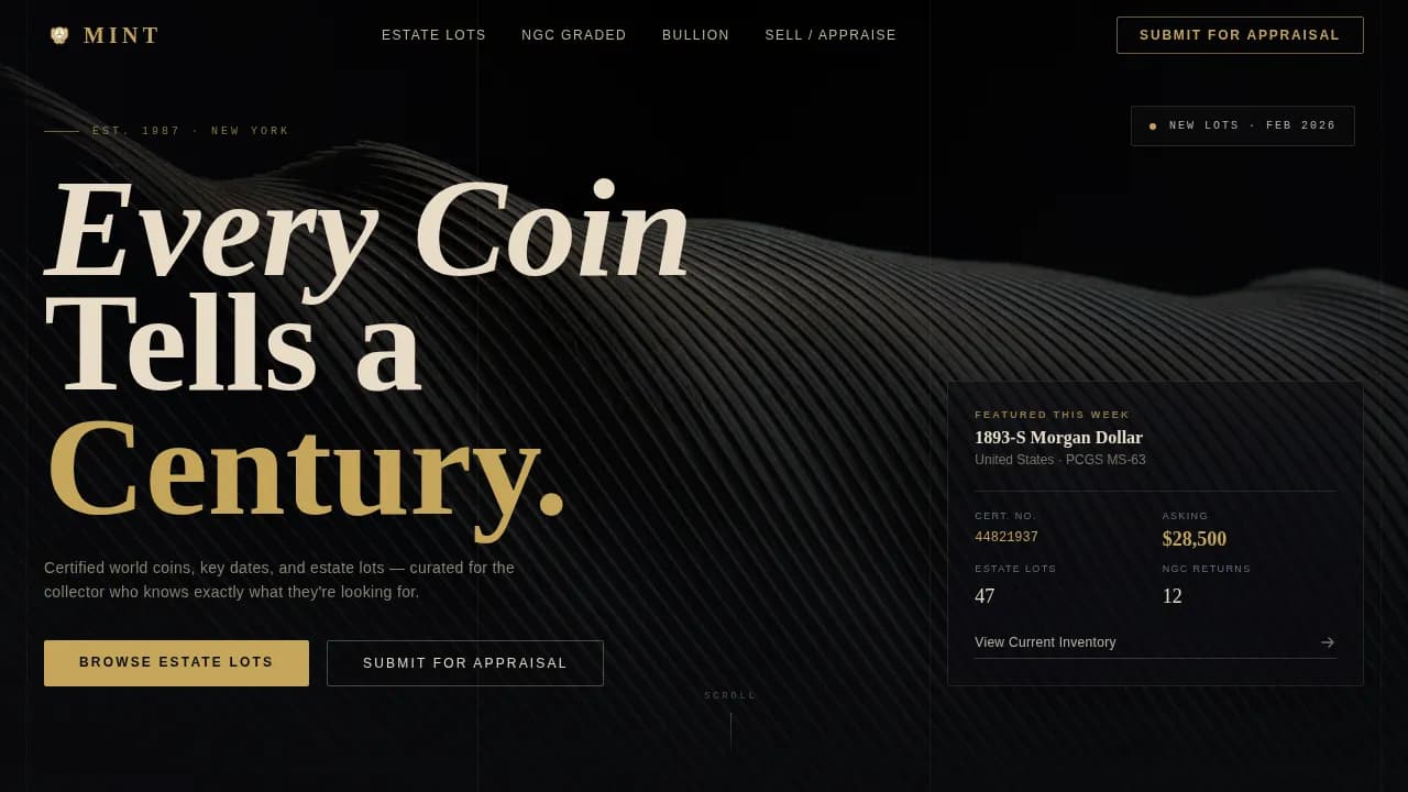 Coin & Numismatics Professional Website Template