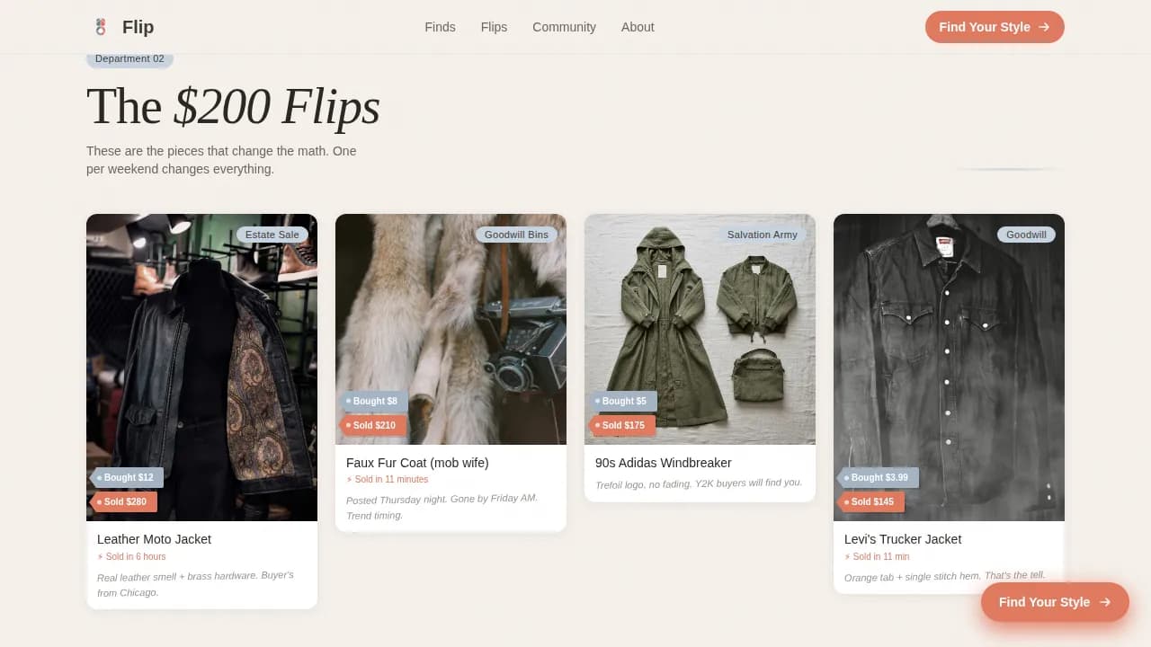 Vintage & Thrift Flipping Content Blog Website Template